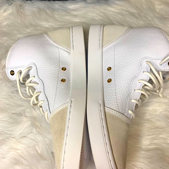 Like New- Cream/White/Gold Jordan Jasmine Suede & Leather 7Y/8.5 - Picture 6 of 10